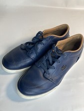 Lacoste Mens Blue Pebbled Leather Low Top Sneakers Shoes Bayliss 8.5