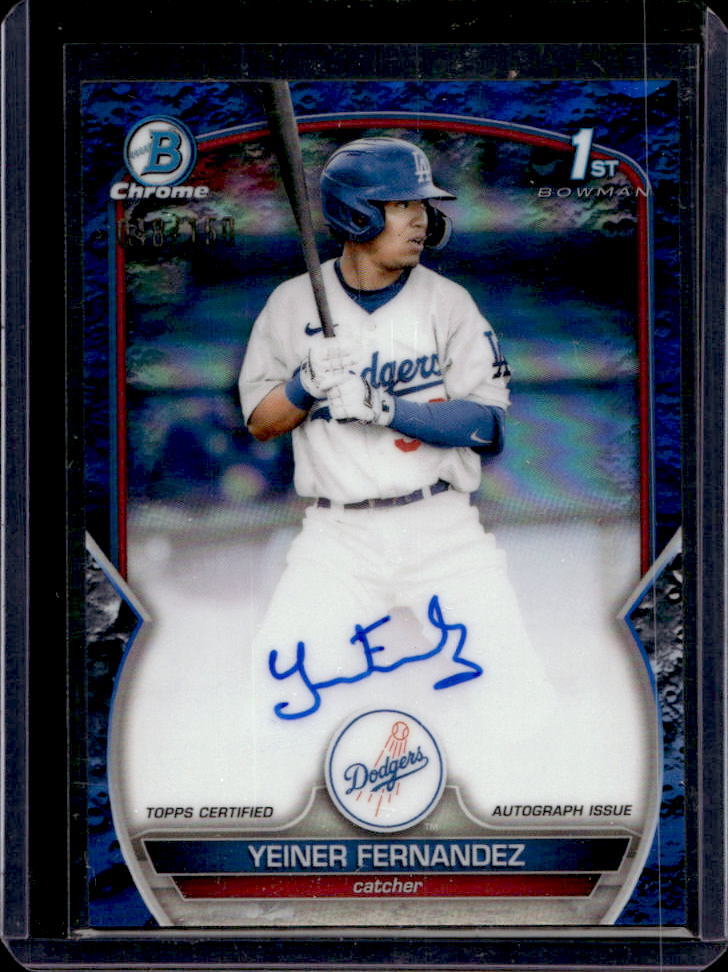 2023 Bowman Yeiner Fernandez Chrome Auto Blue Lunar Crater Refractor 1st #98/150