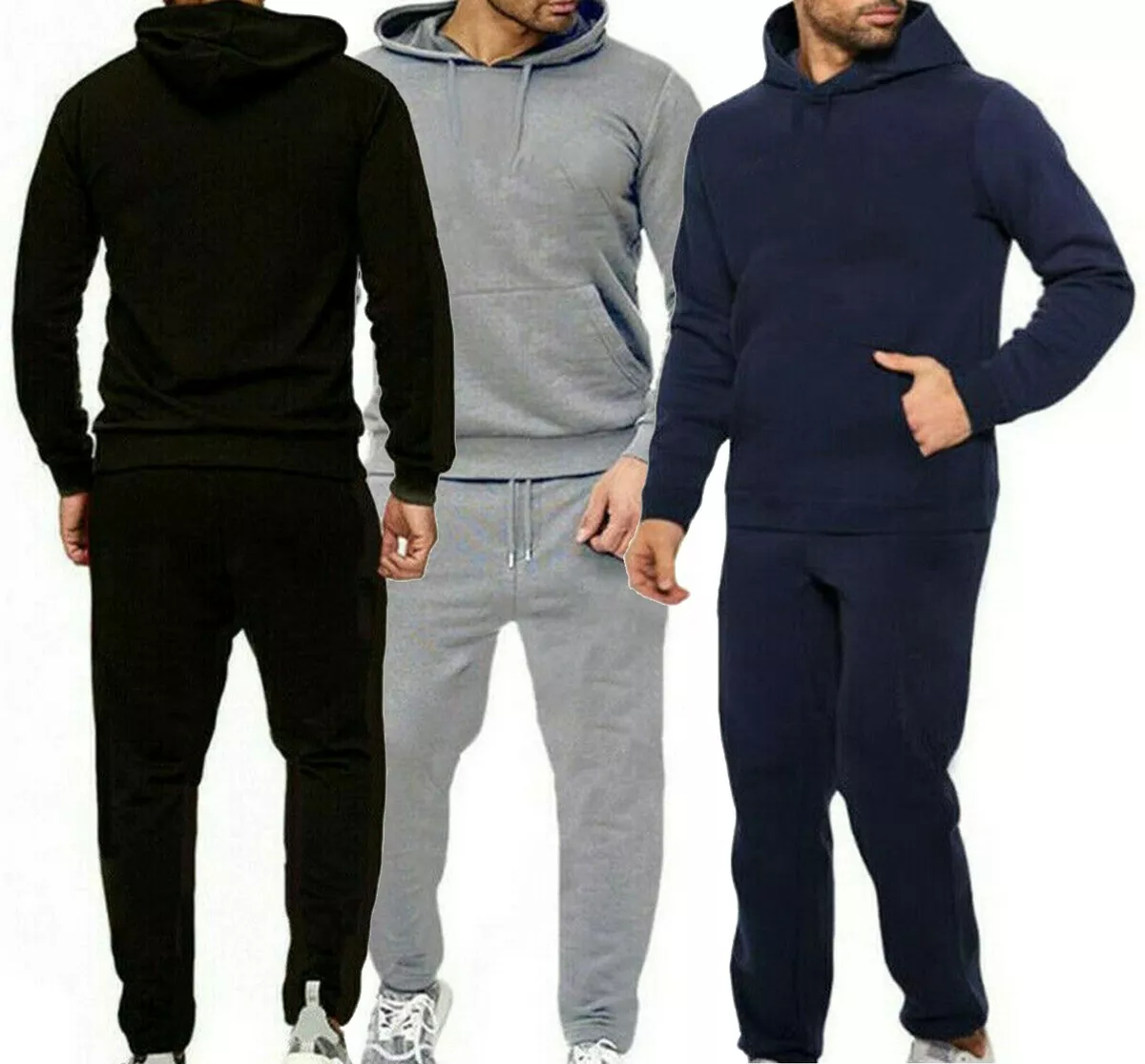 Men s Pullover Tracksuit Hoodie Jogging Bottoms Set Fleece TOP