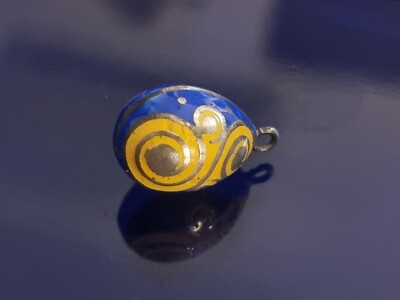Enamel Greek Easter Egg Sterling Silver 925 Pendant.
