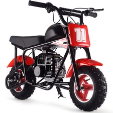 MotoTec Urchin 49cc 2-Stroke Kids Gas Mini Bike w Knobby Tires Speed 20mph - Red