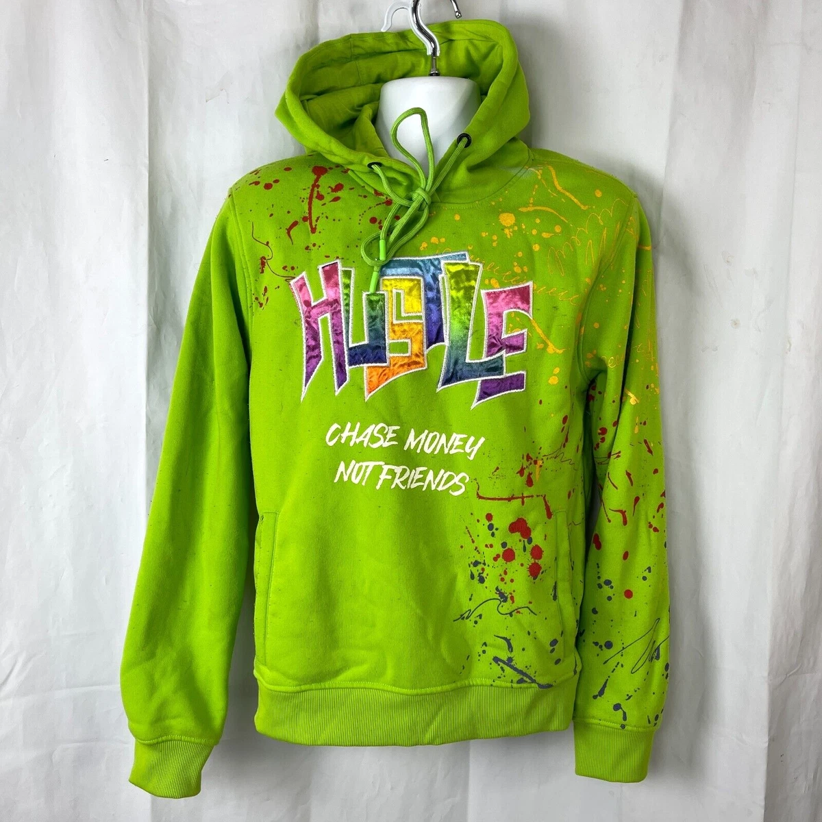 Switch Remarkable Hustle Chase Money Not Friends Splatter Hoodie Medium Ltd Edtn