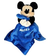 Disney Blue Mickey Mouse Lovey Rattle Security Blanket Crinkle Ears 13" x 13"