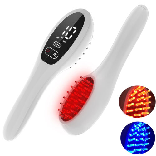 Hair Growth Laser Comb Anti-Loss Device Red & Blue Light Therapy Regrowth Brush - Picture 1 of 16