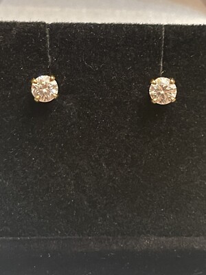 14K Yellow Gold 1/2 Ct TW Diamond Solitaire Stud Earrings