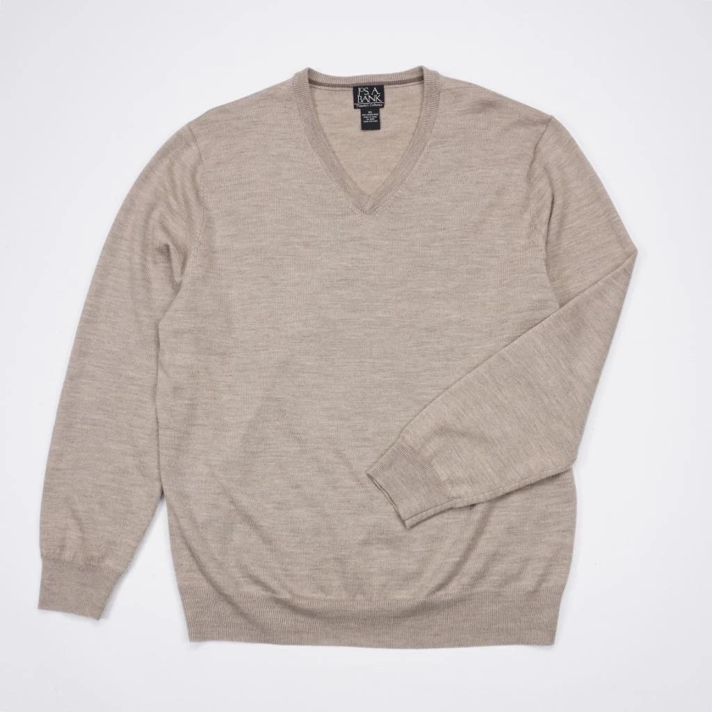 JOS.A.BANK Traveler's Collection Merino Wool V Neck Pullover Sweater Tan Mens XL