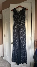 Betsy Adam Navy Blue Lace Sleeveless Long Dress Formal Gown Women's Size 6