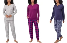 Nautica Women's 2 Pc Fleece Pajama Set Grey In S,LG,XL Navy In LG NWT