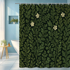 Boho Green Floral Shower Curtain for Elegant Bathroom Decor
