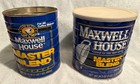 2 Vintage Maxwell House Master Blend Coffee Tin Cans - one with plastic lid — photo 1