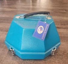 HAMMER PLASTIC Cowboy Western HAT Case Box Teal Made In USA Up To 9" Crown Hat.