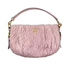 Prada Nappa Leather Shoulder Bag Embroidered Petal Pink Rare Mint Luxury