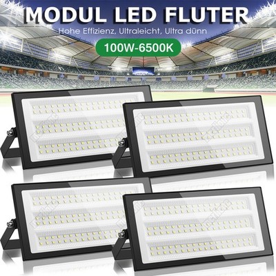 4X 100W LED Fluter Modul Flutlicht Ultra Dünn Garten Scheinwerfer Außenstrahler