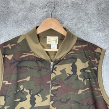 Vintage Sears Fieldmaster Vest Mens L Tall Full Zip Camo Fleece 80s Made In USA
