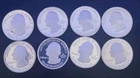 (8) GEM UNCIRCULATED 90% SILVER PROOF WASHINGTON "ATB" QUARTERS. 1 IS 99.9 PROOF