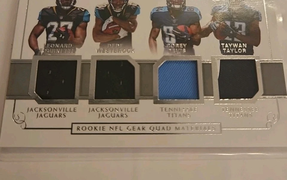 2017 NATIONAL TREASURES FOURNETTE/WESTBROOK/DAVIS/TAYLOR QUAD JERSEY RC /99... - Image 3 of 4