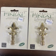 Decorative Lamp Finial Alsy Lighting Solid Brass Piece Fleur De Lis Decor 2 NOS