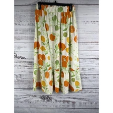 Rachel Zoe Skirt Women's Medium White Citrus Fruit Print Ruffle Hem Elastic Midi