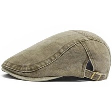 Men Flat Cap Washed Newsboy Gatsby Retro Denim Beret Driving Hat Outdoor Casual — image 4