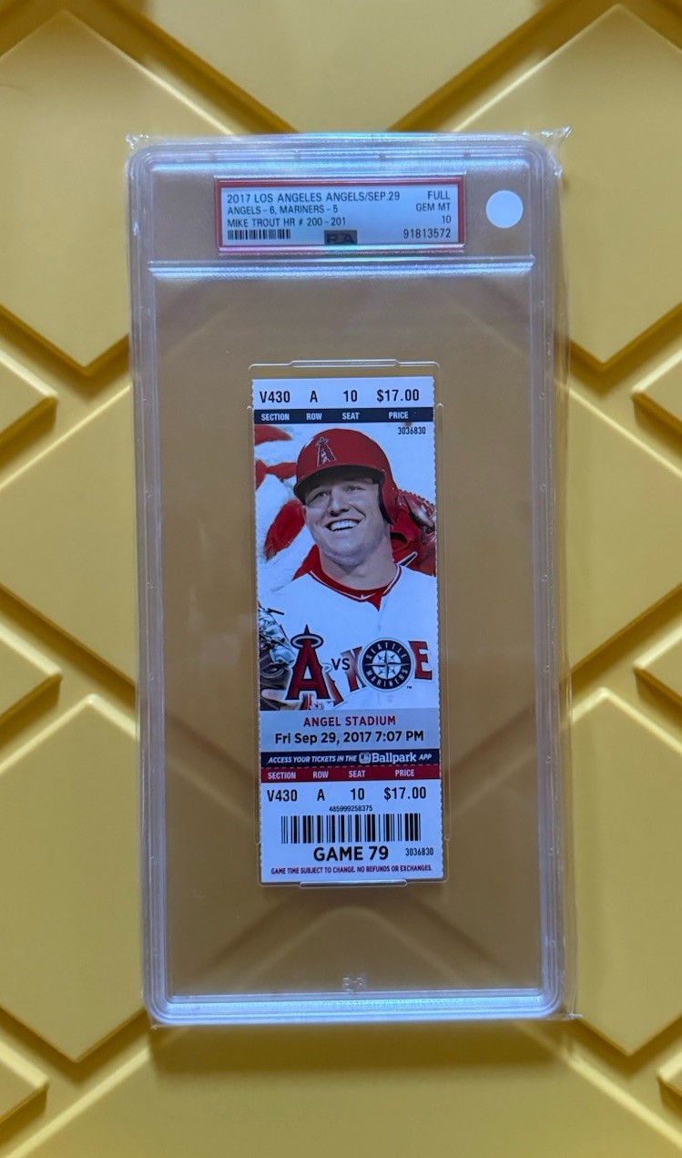 MIKE TROUT 200th Home Run HR 2017 FULL Ticket, PSA 10 GEM MINT, Angels, RARE!!!