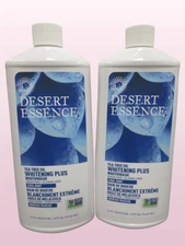 DESERT ESSENCE TEA TREE OIL WHITENING PLUS MOUTHWASH COOL MINT 16 OZ NWOB 2PCS