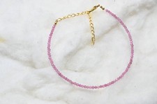 Natürlicher rosa Turmalin facettiert rund winzig Edelstein Perlen Damen Armba...