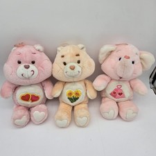 Vtg 1983 Care Bears Plush Lot Of 3 Friend Love A Lot Lotsa Heart Cousins