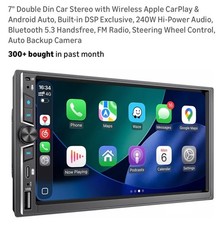 Double Din 7 inch Touchscreen Car Stereo with CarPlay, Android Auto, Bluetooth  