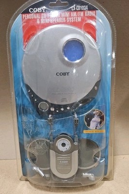 Coby Personal CD Player Headphones Mini Speakers CX-CD1234 , New