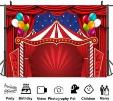 Carnival Backdrop 7 X 5 Ft, Circus Theme Red Curatin Balloon Backdrop Carniva...