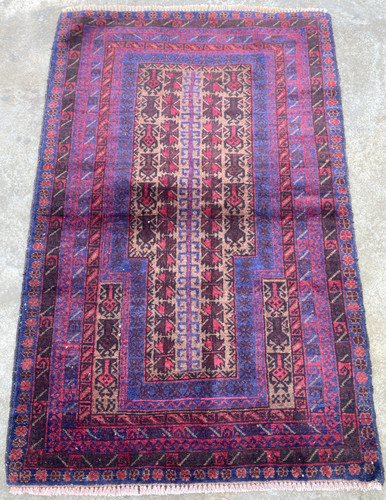 Vintage Hand Made Traditional Rug Oriental Wool Multicolor Carpet 143x92 cm