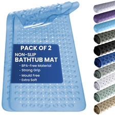 Lux Decor 2 Pack Extra Long Bath Mat for Tub 40X16 Inch - Shower Mat with 200 Su