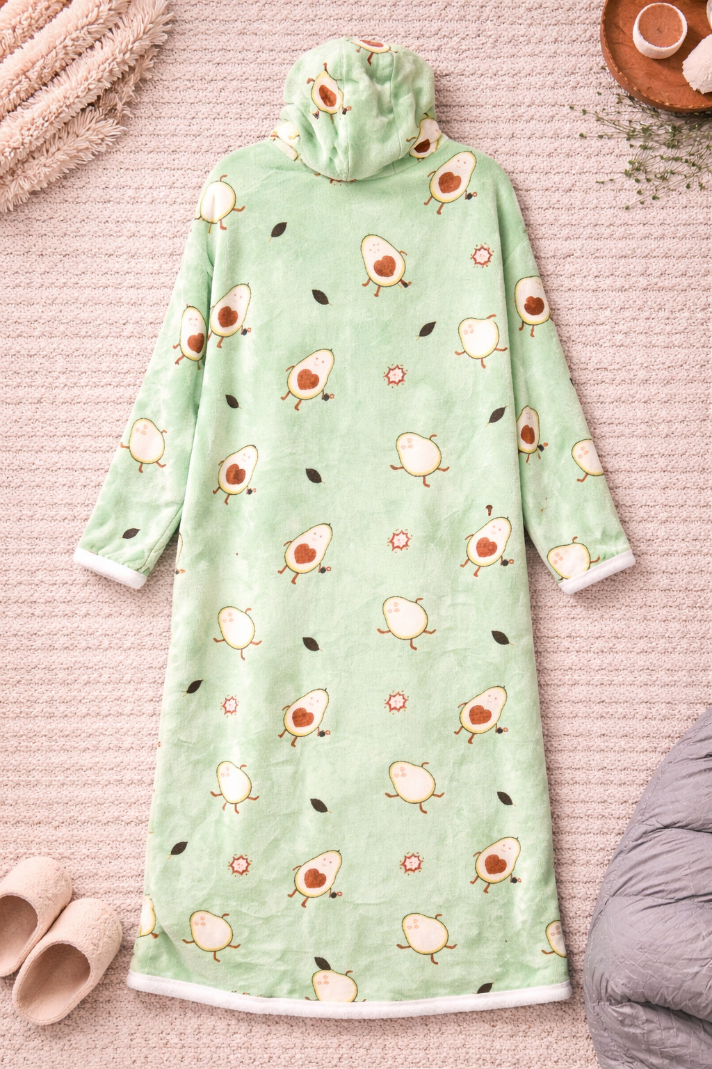 Women Oversized Wearable Blanket Hoodie Sherpa Fleece Pajama Avocado Loungewear image 5