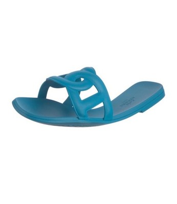 Hermes Aloha Chaine d'Ancre Sandals - Blue Rubber size 38 with Dust Bag 