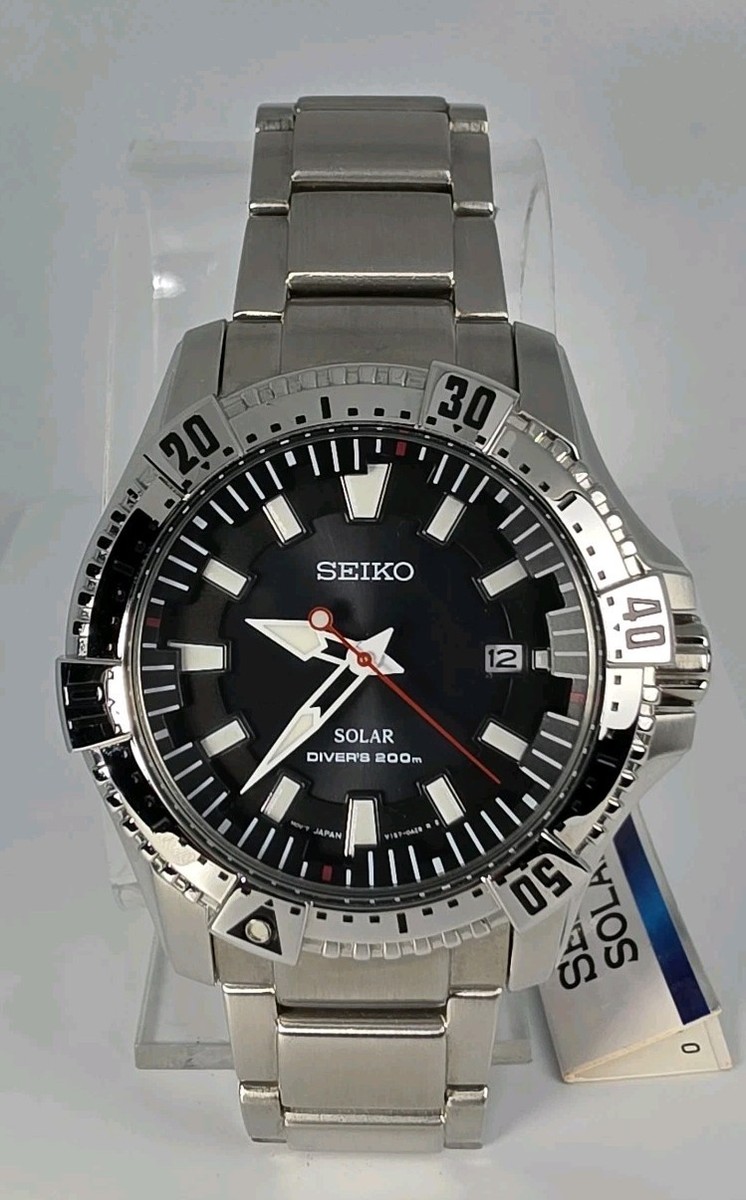 SEIKO AIR DIVER 200M SOLAR MEN'S STAINLES STEEL 42mm W.R BLACK