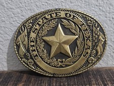 70s - 80s Texas State Seal Belt Buckle W/Antique Brass Fits 1.5" Belt