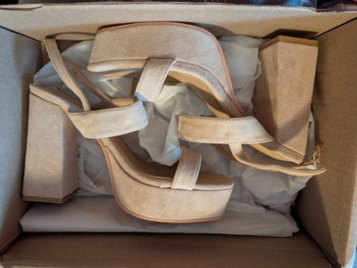 Syztsho Beige Platform Heels