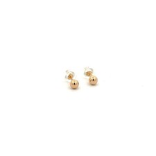 14K Gold Earrings Stud Ball Tiny 4mm Silicone Covered Backings