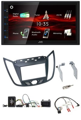 JVC USB Bluetooth Steering Wheel DAB 2DIN Car Stereo for Ford C-Max 2011 onwards Grey