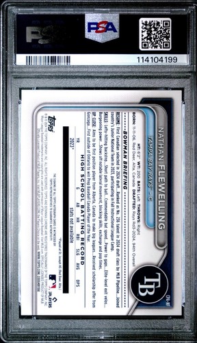 2024 Bowman Draft Chrome 1st Nathan Flewelling True Blue Auto #/150 PSA 10 - Picture 2 of 3