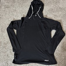 Fila Activewear Hoodie Top Women's Size Medium Black Long Sleeve