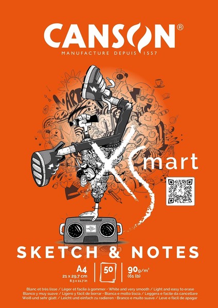 Zeichenpapier A4 90G/M² Weiß 50 Blatt Feine KöRnung Canson Xsmart-image
