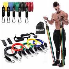 Resistance Bands Set 11 PCS Portable Home Gym - Stackable Up to 150 lbs,Exe...