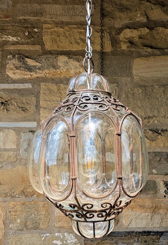 Large Murano Wire Cage Blown Glass Lantern - Picture 5 of 9