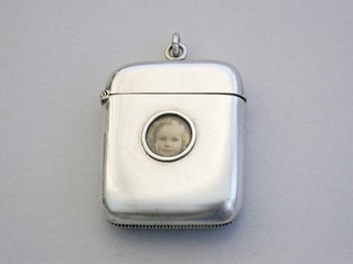 Large Victorian Silver Vesta Case with Photo A & J Zimmerman Ltd Birmingham 1898