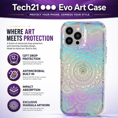 Tech21 (iPhone 12 Pro Max) Hülle Evo Art Stoßfest, 12ft Sturzgetestet, Slim Cover