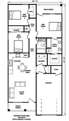 Custom House Plans 3 Bedroom & 2 Bathroom With Original CAD & PDF