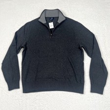J.Crew Men  s L NWT Gray 1/4 Zip Cotton Sweater Pullover Knit BF091