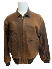Scully Blouson Veste Cuir Véritable Vintage Marron Clair T44 XL Aviateur