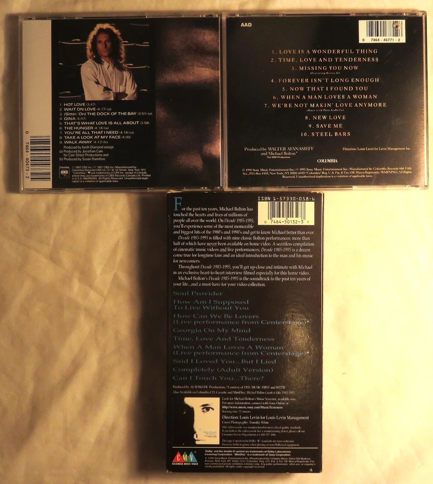MICHAEL BOLTON 2 CD'S + VHS Decade/Time Love Tenderness/The Hunger EX TESTED - Image 2 of 2